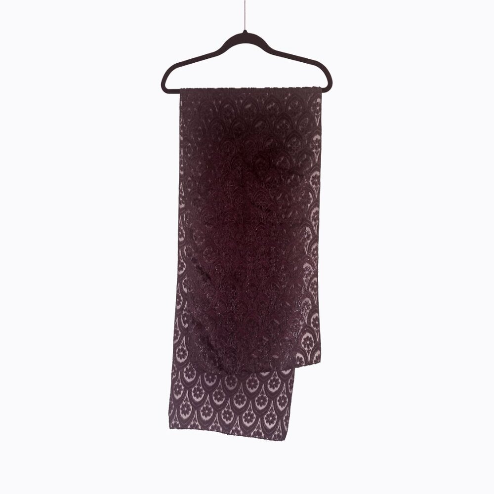 Vtg Burgundy Velvet Burnout Sheer Scarf Floral Y2K Whimsigoth Vamp Dark Romance - Picture 2 of 5